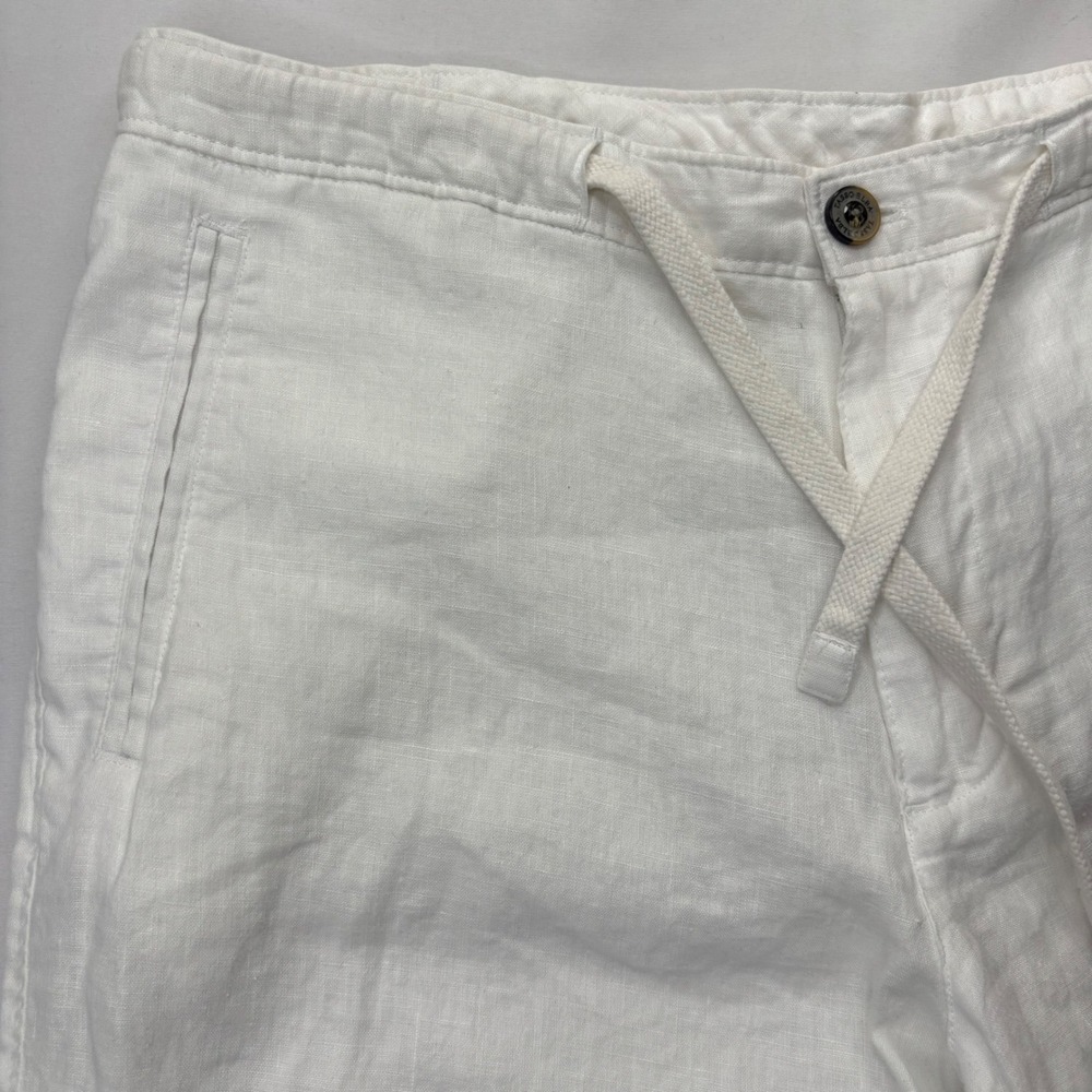 Tasso Elba Island Pants Men's 34 White 100% Linen Drawstring Straight Leg Beach - Picture 4 of 13